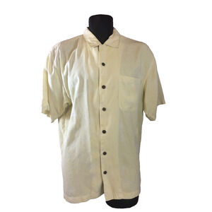 Tommy Bahama Silk Shirt Mens Size Medium Yellow Button Down Hawaiian